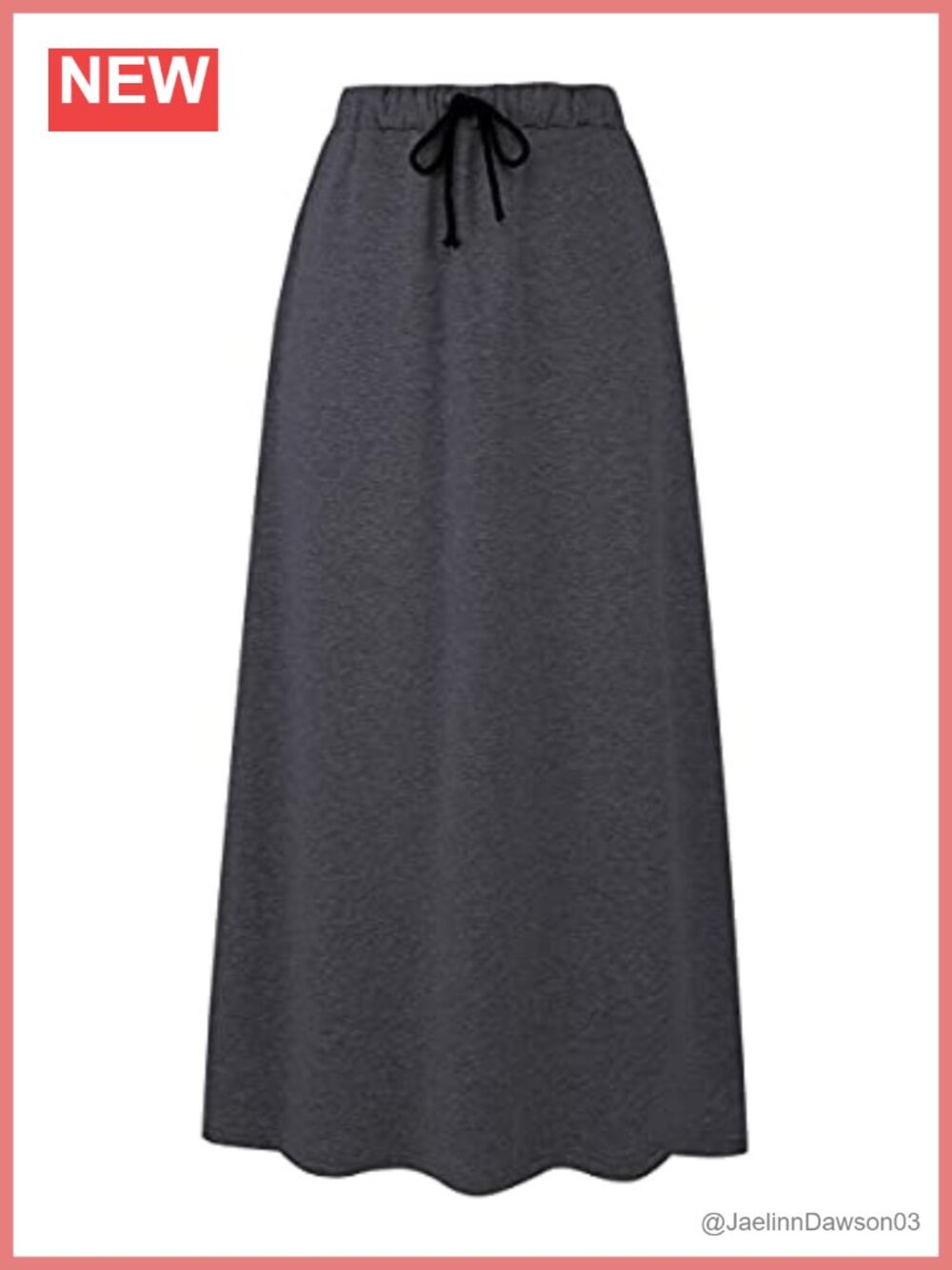 Fleece Lined Long Jersey Maxi Skirt Elastic Waist A Line Flared Winter